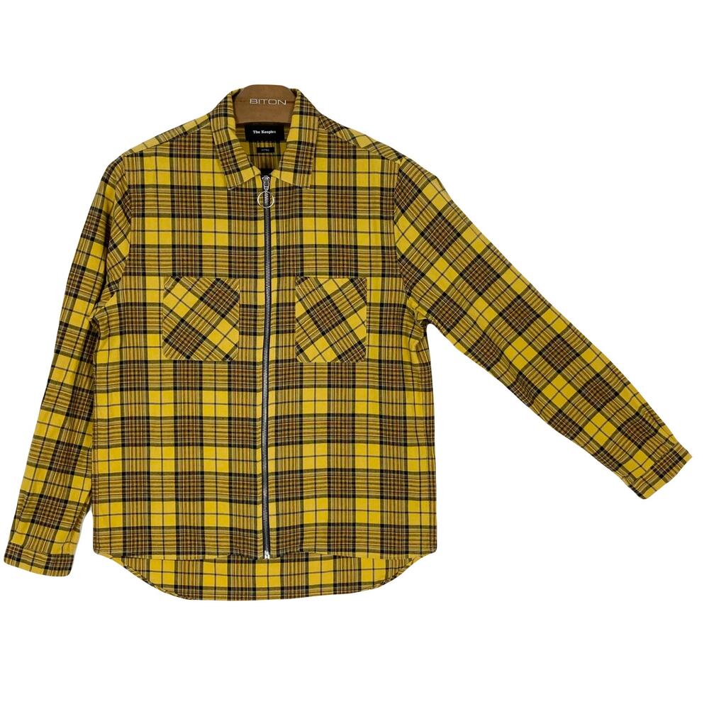 NWOT THE KOOPLES Shacket Shirt Jacket Men M Plaid Zip Fitted Pockets Long-Sleeve